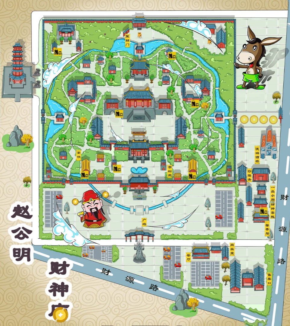 仁寿寺庙类手绘地图